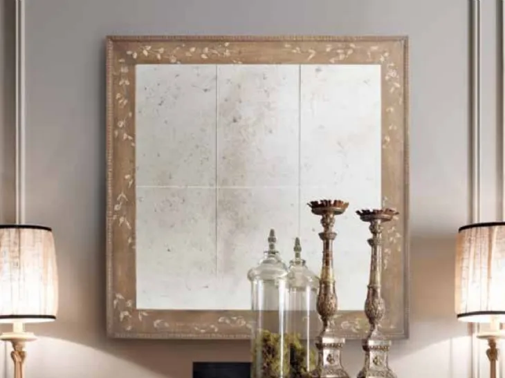 Specchio con cornice in legno con decori Art 0062 di Vittorio Grifoni