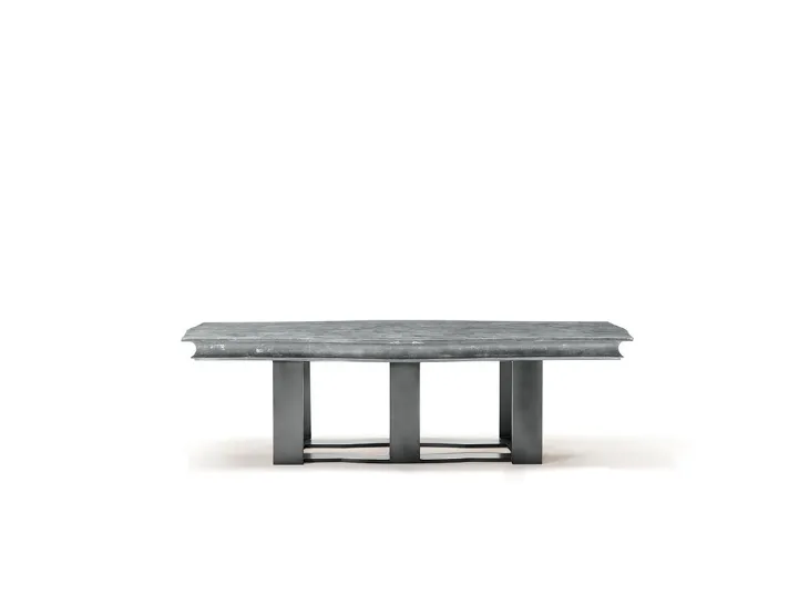 Tavolino con piano in foglia argento e gambe in ferro antracite Art C021 di Vittorio Grifoni