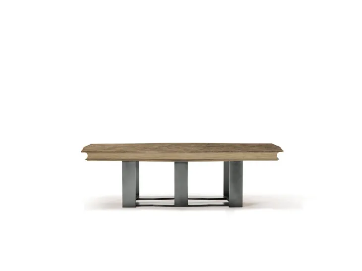 Tavolino in legno massello di acero con gambe in ferro antracite Art C023 di Vittorio Grifoni