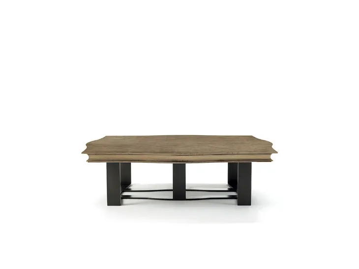 Tavolino con top sagomato in legno massello di acero e gambe in ferro antracite Art C027 di Vittorio Grifoni
