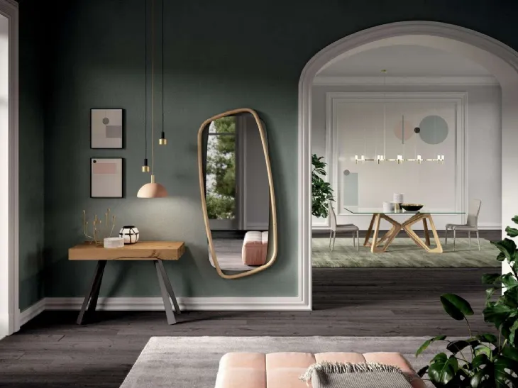 Specchio con cornice in legno Golden Wood di Ozzio