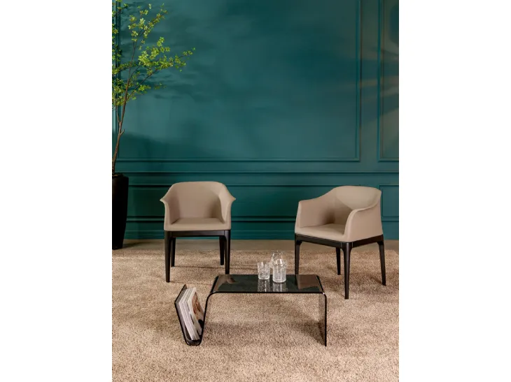 Tavolino portariviste Line in vetro fumé di Tonin Casa