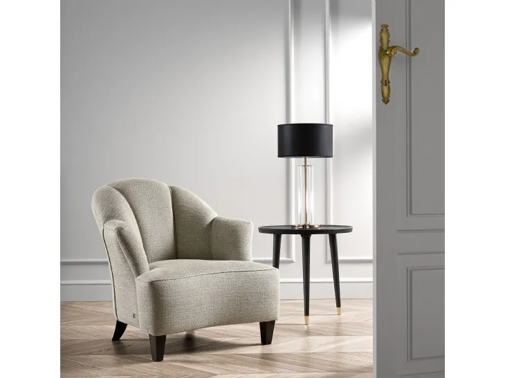 Tavolino rotondo in legno laccato con dettagli in ottone Lizzy di Tosconova