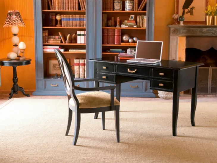Scrittoio classico Sandra in legno laccato Nero opaco di Tonin Casa
