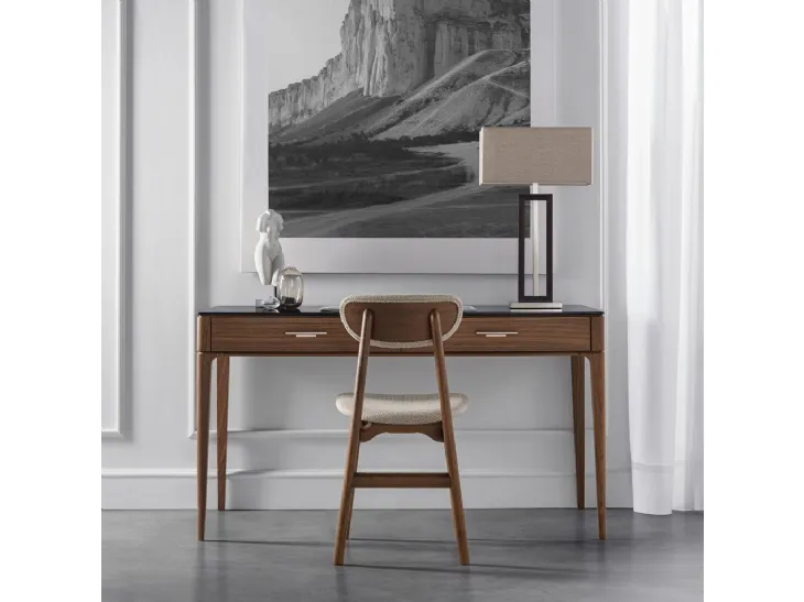 Scrittoio Lungarno in noce Canaletto con top in vetro di Tosconova