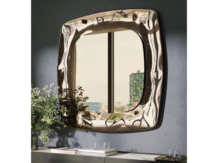 Specchio Eos con cornice in vetro fuso di Tonin Casa