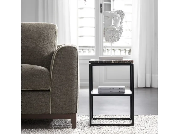 Tavolino quadrato con top in marmo e struttura in acciaio Square ST di Tosconova