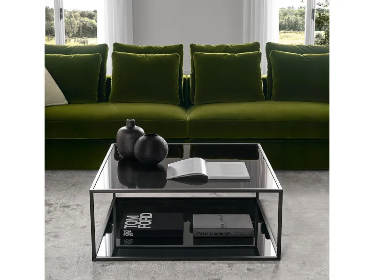 Tavolino quadrato dal design moderno in vetro e metallo Square di Tosconova