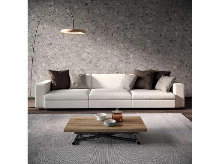 Tavolino Trasformabile Sydney in Eco Legno Vecchio Antico e metallo di Ozzio