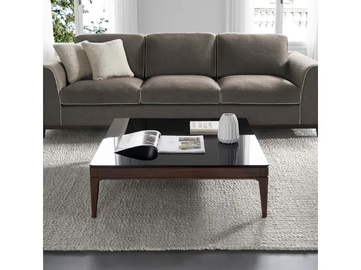 Tavolino in legno di noce canaletto e top in vetro scuro Lungarno di Tosconova