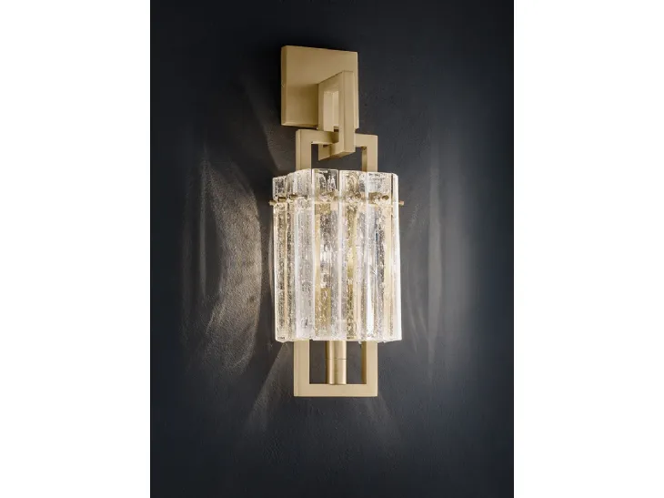 Lampada Crek Applique in metallo con listelli in vetro di Masiero