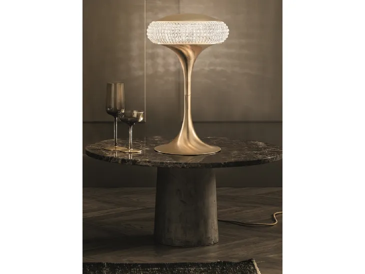 Lampada da tavolo con struttura in metallo e sfere in cristallo Cristalis di Masiero