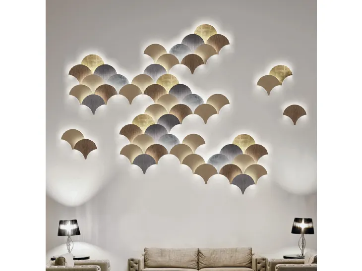 Lampada da parete in metallo verniciato e rivestito Palm di Masiero