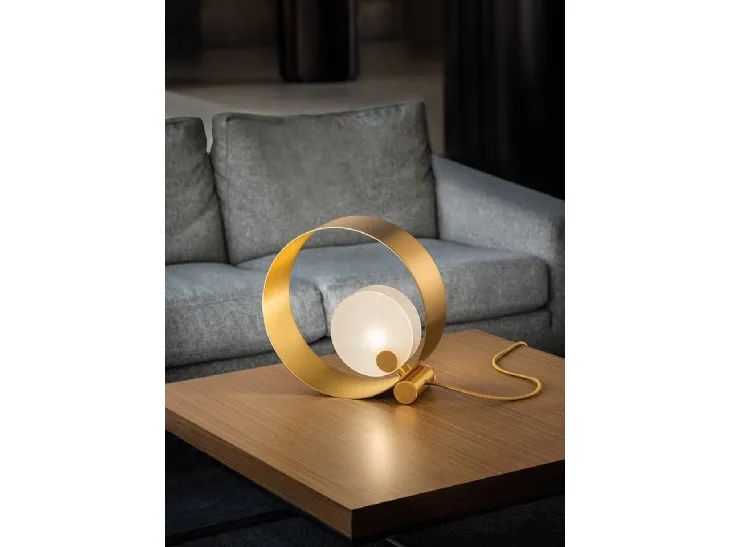Lampada da tavolo in metallo con diffusore in vetro decorato Sound di Masiero