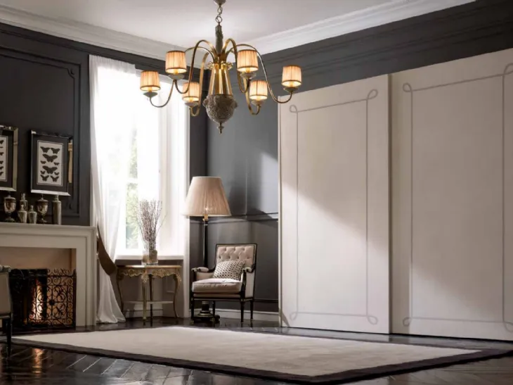 Armadio con ante scorrevoli in legno con decorazione Art 2511 di Vittorio Grifoni