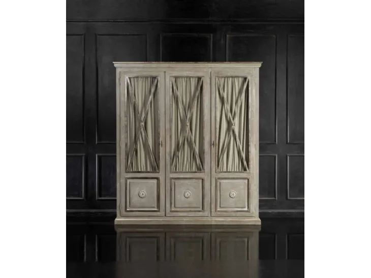 Armadio con ante battenti in legno, vetro e tessuto Art 2618 Vittorio Grifoni