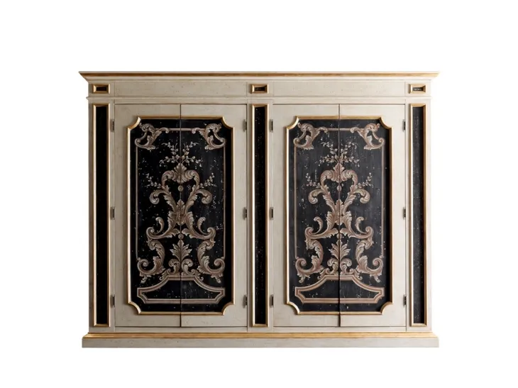 Armadio con ante battenti in legno laccato e decorato Art 2622 di Vittorio Grifoni