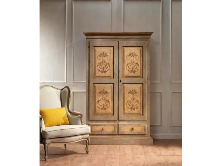 Armadio in legno con ante battenti decorate Art 2630 di Vittorio Grifoni