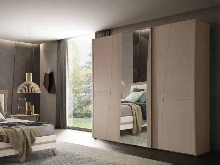 Armadio con specchio ARMON3S in Frassino finitura Cipria di Ferretti e Ferretti