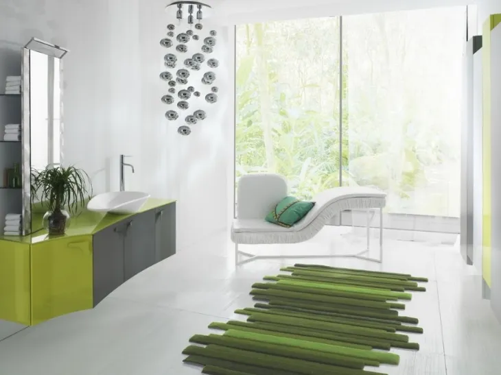 Mobile da Bagno sospeso Forme Curvi 05 in laccato opaco e lucido di Synergie