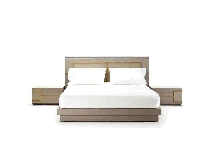 Comodino Art I100 I101 in legno con decorazione in metallo di Vittorio Grifoni