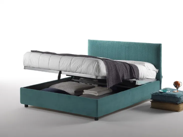Letto in tessuto con testiera e box contenitore Febo di Salvetti