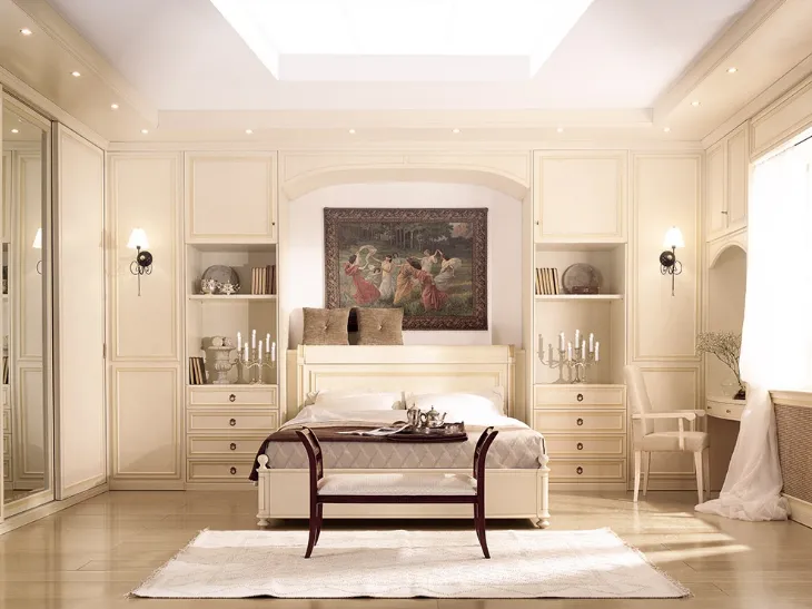 Letto con testiera in patinato Magnolia Morfeo M225 di Ferretti e Ferretti