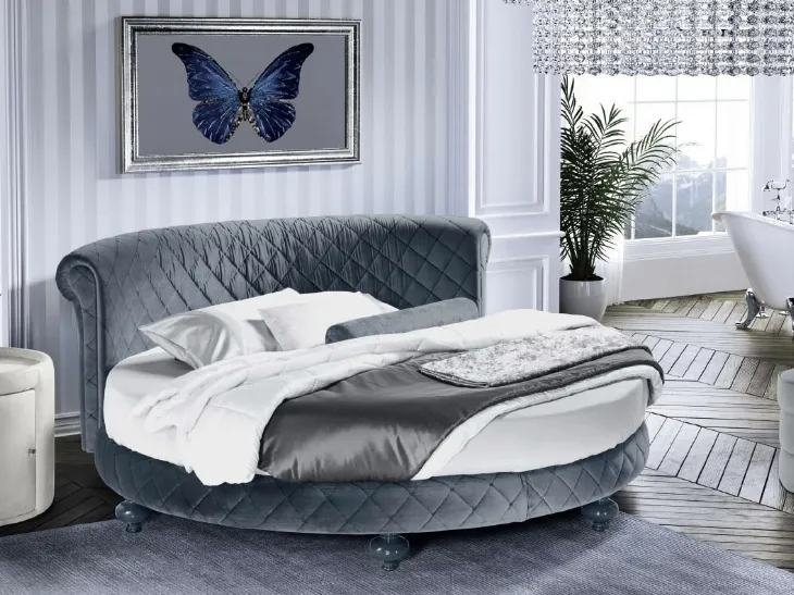 Letto rotondo in tessuto trapuntatato Turandot di Stilfar