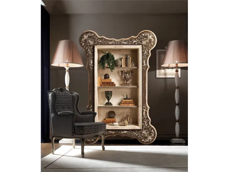 Libreria classica in legno intagliato Art 0010 di Vittorio Grifoni