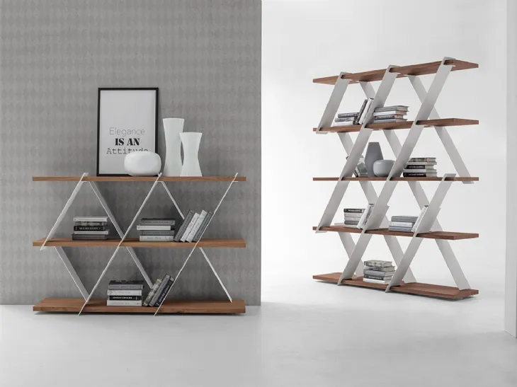 Libreria divisoria Castle in metallo con ripiani in legno di Tonin Casa