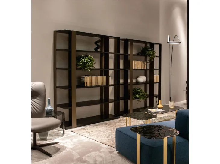 Libreria Sintesi in metallo con ripiani in legno di Tonin Casa