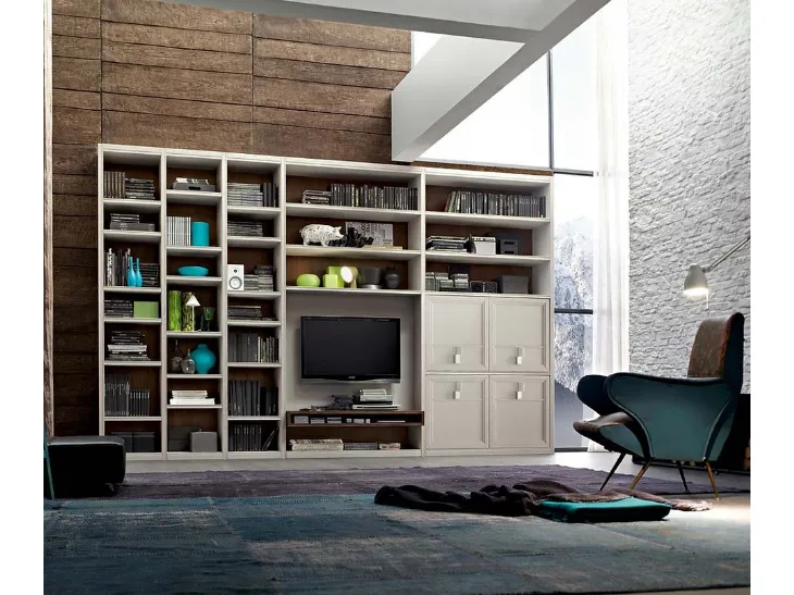 Libreria Tea A finitura Madreperla e Tabacco di Fasolin