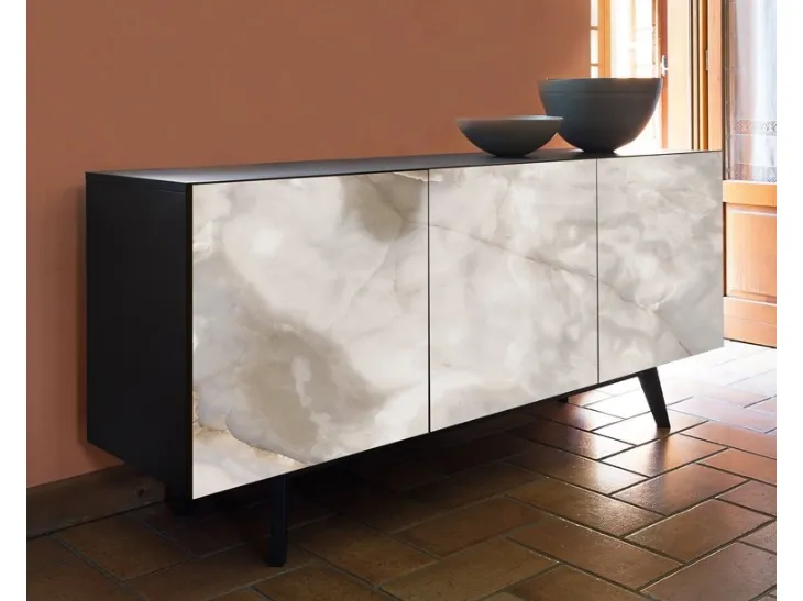 Madia Convivio 02 in ceramica con struttura in legno di Domitalia