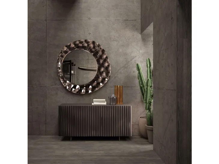 Madia Onda con ante in legno ondulato di Ozzio