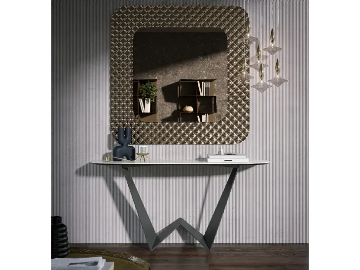 Mobile ingresso Consolle Reverse con top in gres porcellanato di Tonin Casa