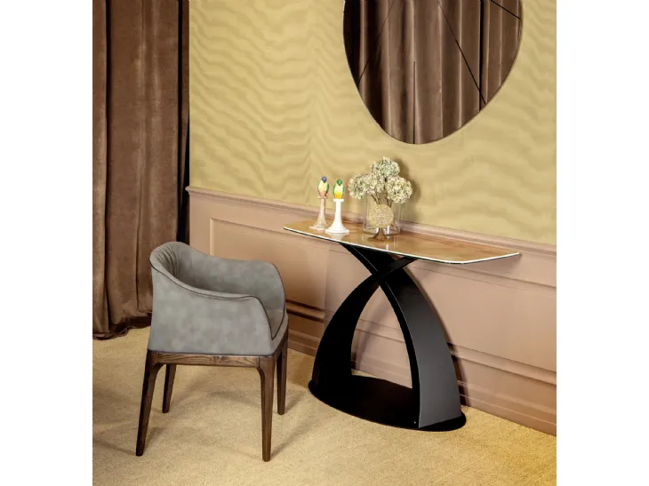 Mobile ingresso Consolle Eliseo con top in gres porcellanato e base in acciaio di Tonin Casa