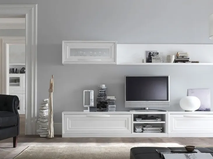 Parete Attrezzata Cristina 21P12 finitura Bianco Puro di Fasolin