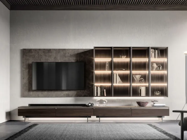 Parete Attrezzata Location 21 in melaminico e vetro di SantaLucia