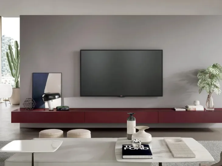 Parete Attrezzata sospesa Line Up 04 in laccato opaco di Dielle Modus