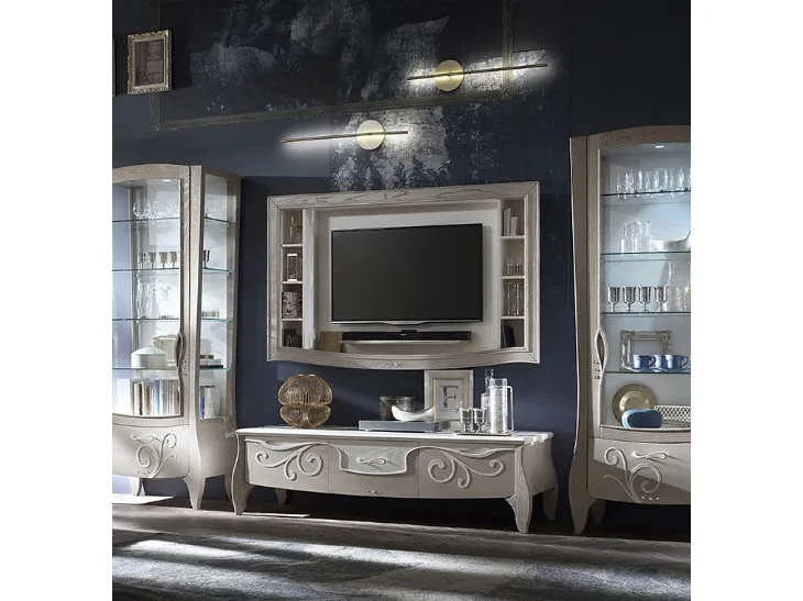 Parete Attrezzata Trésor TS1 finitura Cipria e Gesso di Fasolin