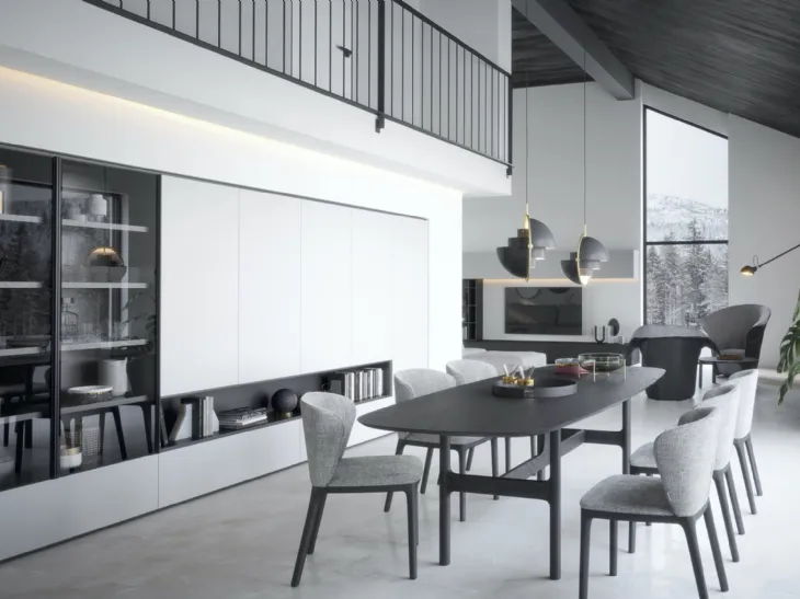 Parete Attrezzata Wall 30 01 in laccato opaco e vetro di Novamobili