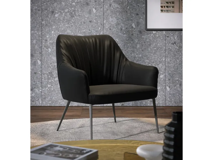 Poltrona in pelle Agata Lounge di Tonin Casa