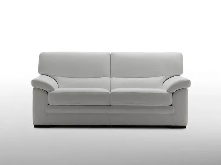 Divano lineare in pelle bianca America di Salvetti