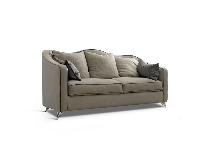 Divano lineare con schienale irregolare in tessuto imbottito con piedini in metallo Art 2327 di Vittorio Grifoni