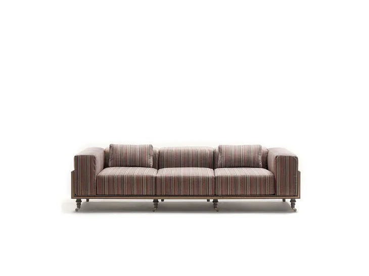 Divano lineare in tessuto a righe su ruote Art X013 di Vittorio Grifoni