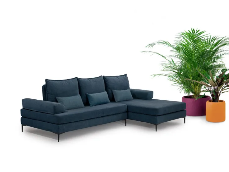 Divano in tessuto con penisola Avana di Salvetti