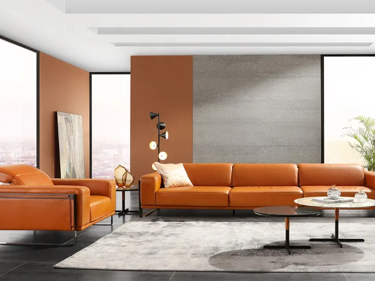 Salotto in pelle Bamboo di Nicoletti Home