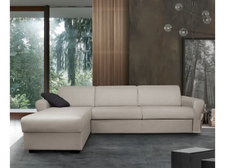 Divano Letto in tessuto con penisola contenitore Cleo di Salvetti