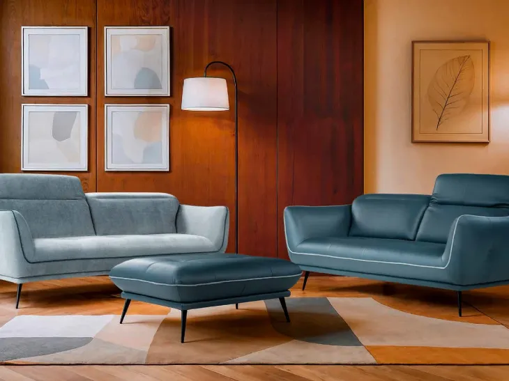 Salotto Spritz in pelle e tessuto di Nicoletti Home