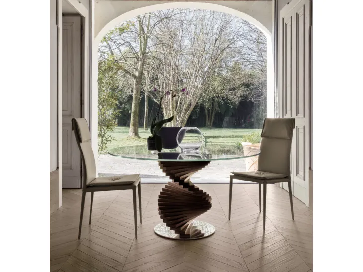 Sedia Adria con rivestimento in pelle di Tonin Casa